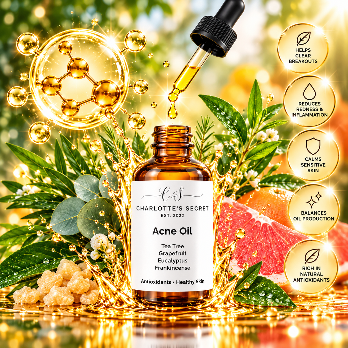 Natural Acne Treatment Oil for Clear Skin 30ml
